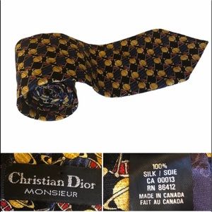 Christian Dior 100% silk abstract print pattern men’s workwear suiting  tie